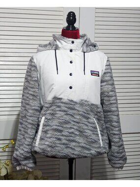 Gerry Women's Fleece-Lined Gray White Hooded Pullover Jacket Size Large 2982